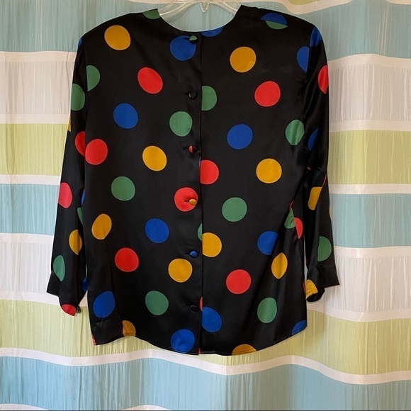 Vintage Silk Polka Dot Roberto Quaglio Blouse Sz 38 Small - Picture 9 of 10